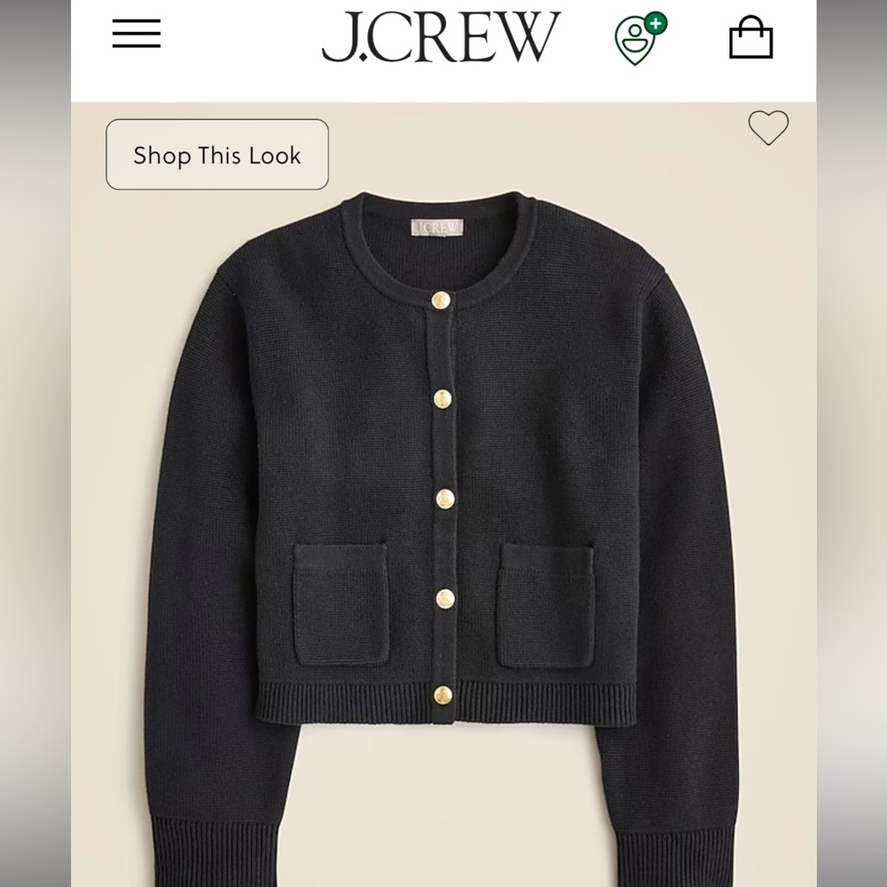 J CREW Emilie Patch Pocket Sweater Lady Jacket Black Size Small